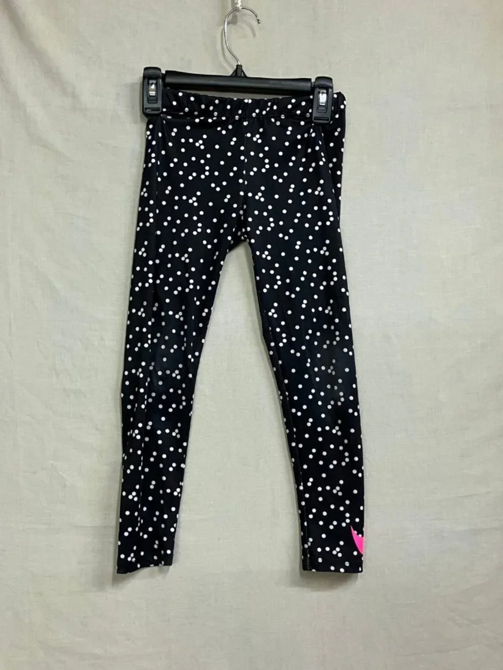 Nike 2 Piece Tracksuit Set Girls 6X/L Pink Jacket Black Polka Dot Leggings